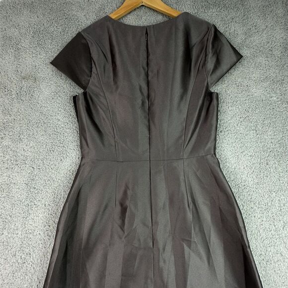 Alfred Sung‎ Satin Twill Maxi Dress Gray 12R NWT Cap Sleeve Wedding Formal Gown - Picture 9 of 11